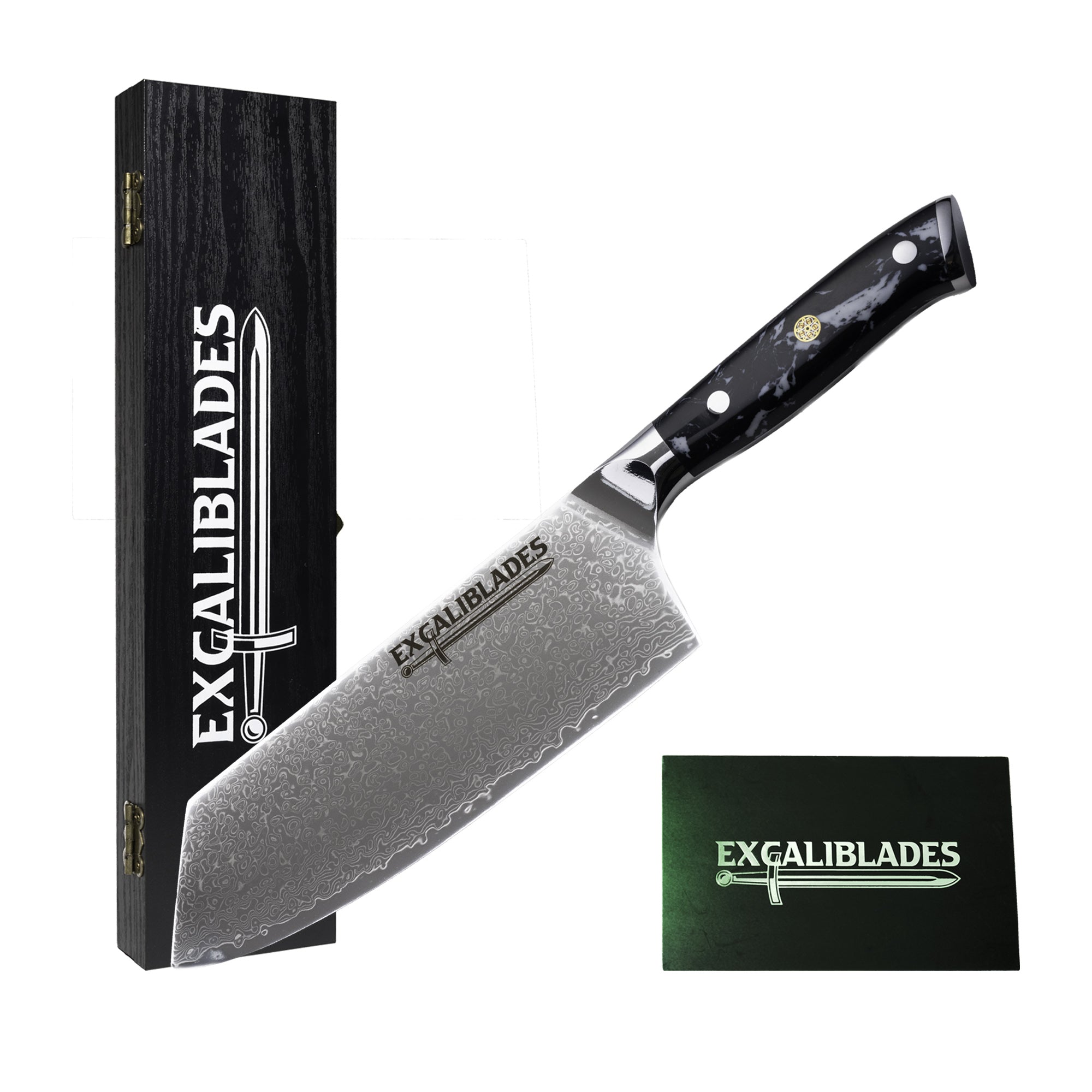 Excaliblades Damascus Cleaver/Butcher Knife/Meat Knife